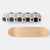 Checkerboard Harten in Taupe, Zwart en Wit Skateboard (Horizontaal)