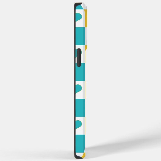 Checkerboard Harten in Turquoise en Geel Case-Mate iPhone Case (Achterkant / Rechts)