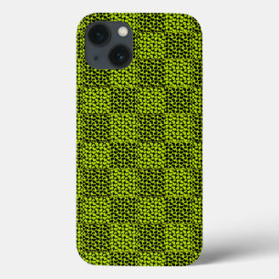 Checkerboard harten patroon in Lime Green iPhone 13 Hoesje