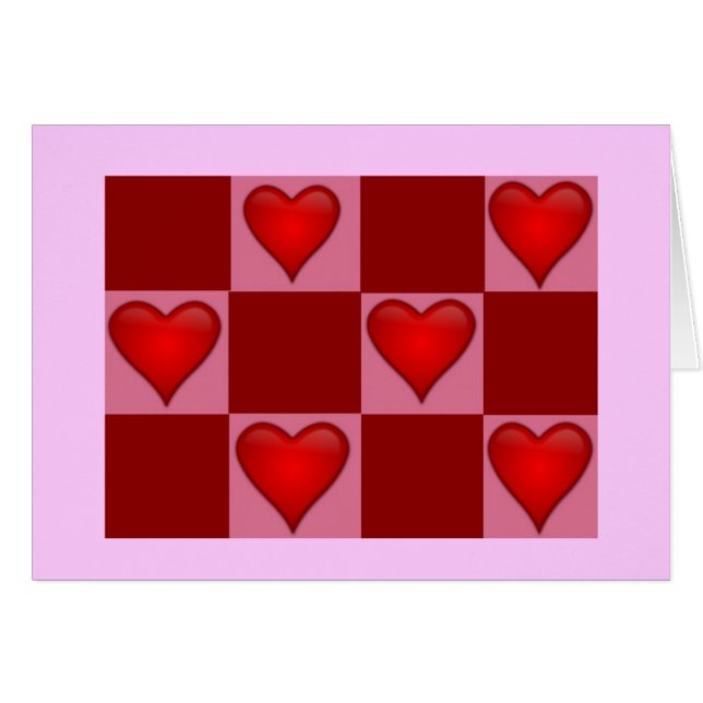 Checkerboard Hearts Greeting Card (Devant horizontal)
