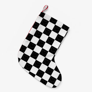 Checkerboard Hearts in zwart-wit Kleine Kerstsok