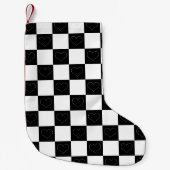 Checkerboard Hearts in zwart-wit Kleine Kerstsok (Voorkant)