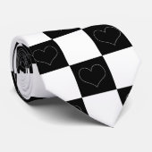 Checkerboard Hearts in zwart-wit Stropdas (Opgerold)