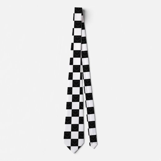 Checkerboard Hearts in zwart-wit Stropdas (Voorkant)