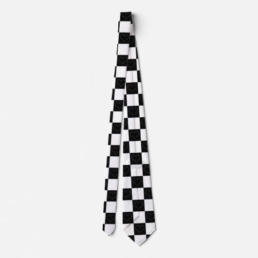 Checkerboard Hearts in zwart-wit Stropdas (Achterkant)