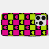 Checkerboard Hearts - Lime Green, Hot Pink & Black Case-Mate iPhone Case (Achterkant (horizontaal))