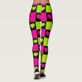 Checkerboard Hearts - Lime Green, Hot Pink & Black Leggings (Achterkant)
