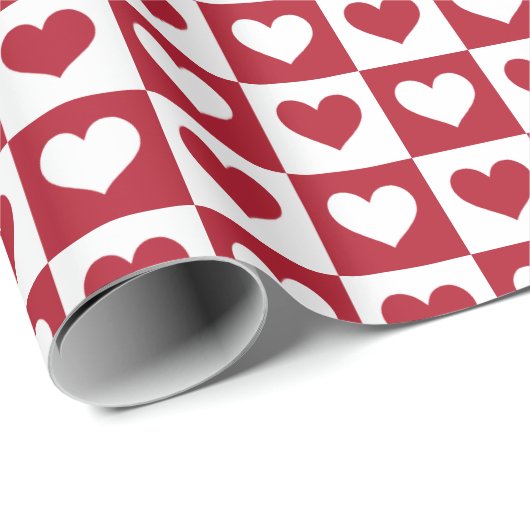 Checkerboard Hearts Pattern Valentijnsdag Cadeaupapier (Rol Hoek)