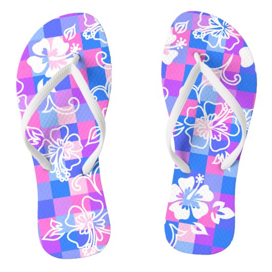 Checkerboard Hibiscus Hawaiian Floral Teenslippers (Voetbed)