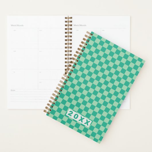 Checkerboard Jungle Green Retro Pattern 2026 (Devant avec enveloppe)