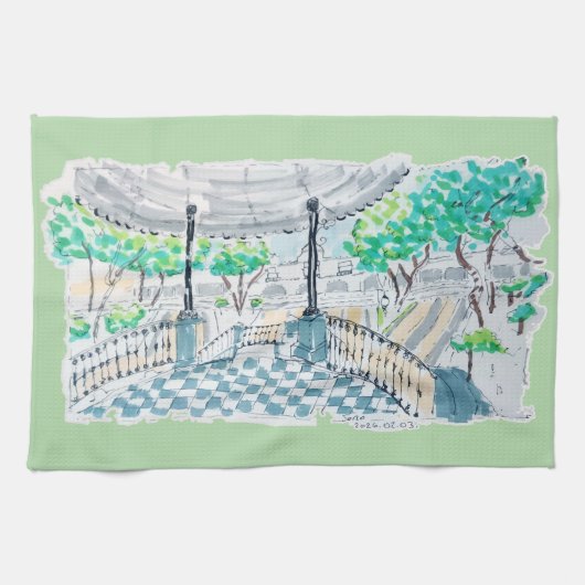 Checkerboard Kiosk Park View Theedoek (Horizontaal)