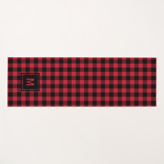 Checkerboard Masculine Plaid Pattern Monogram Yogamat (Voorkant (horizontaal))