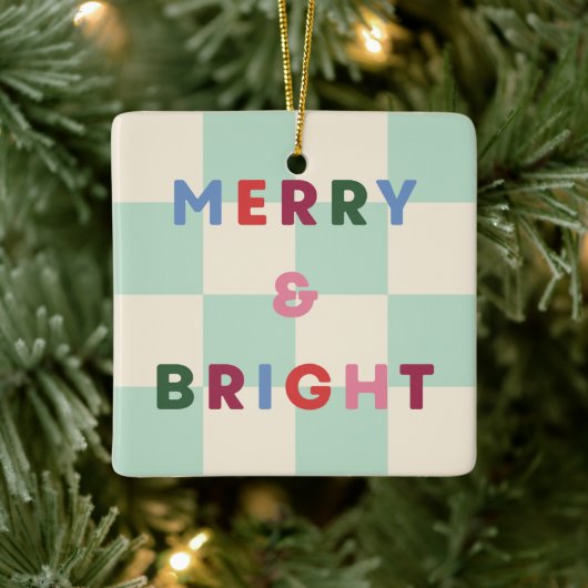 Checkerboard Merry & Bright Christmas Ornament (Boom)