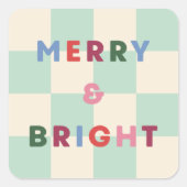 Checkerboard Merry & Bright Christmas Sticker (Devant)