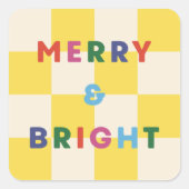 Checkerboard Merry & Bright Christmas Sticker (Devant)