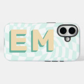Checkerboard Monogram Retro Initialen Case-Mate iPhone Case (Achterkant (horizontaal))