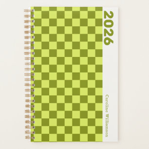 Checkerboard Olijfgroene Limoen Gepersonaliseerd 2 Planner