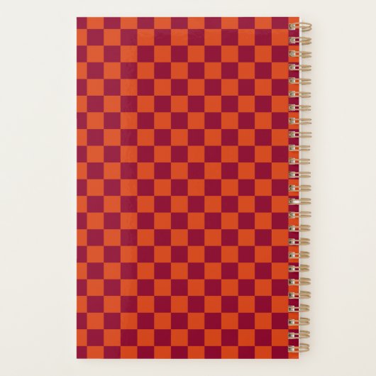 Checkerboard Orange Burgundy Retro Pattern 2026 (Dos)