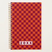 Checkerboard Orange Burgundy Retro Pattern 2026 Planner (Voorkant)