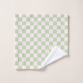 Checkerboard Pastel Groen Geruite Sage Check Bad Handdoek (Wasdoekje)