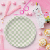 Checkerboard Pastel Groen Geruite Sage Check Papieren Bordje (Feest)