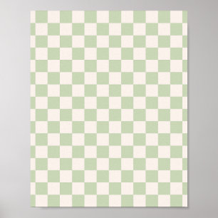 Checkerboard Pastel Groen Geruite Sage Check Poster