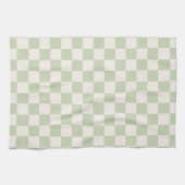 Checkerboard Pastel Groen Geruite Sage Check Theedoek (Horizontaal)