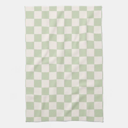Checkerboard Pastel Groen Geruite Sage Check Theedoek (Verticaal)