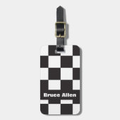 Checkerboard Patroon Zwart-wit Personaliseren Bagagelabel (Voorkant verticaal)