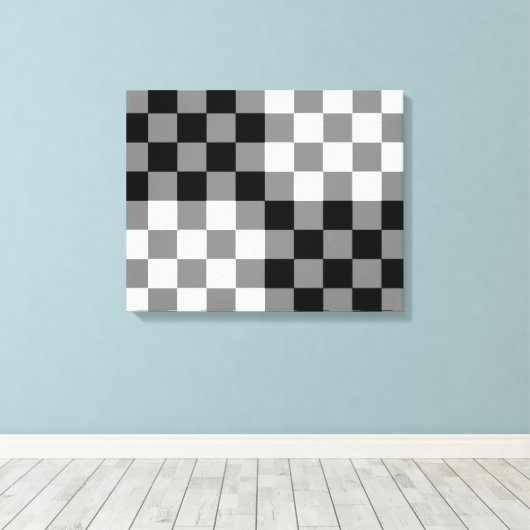 CHECKERBOARD PATTERN CANVAS AFDRUK (Insitu (Houten vloer))