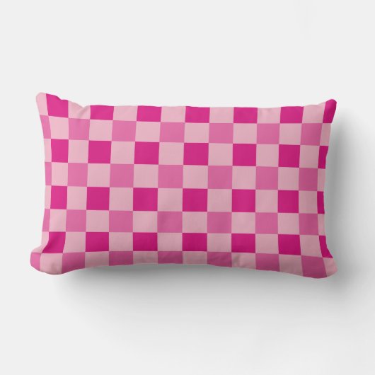 Checkerboard Pattern Hot Pink Kussen (Voorkant)