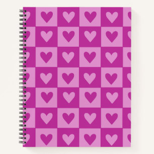 Checkerboard Pink Heart Notitieboek