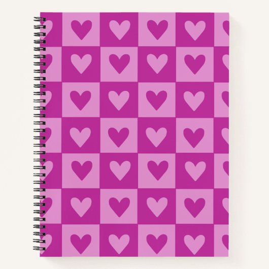 Checkerboard Pink Heart Notitieboek (Voorkant)