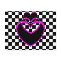 Checkerboard Popart Hart Paarse Harten Valentijnse