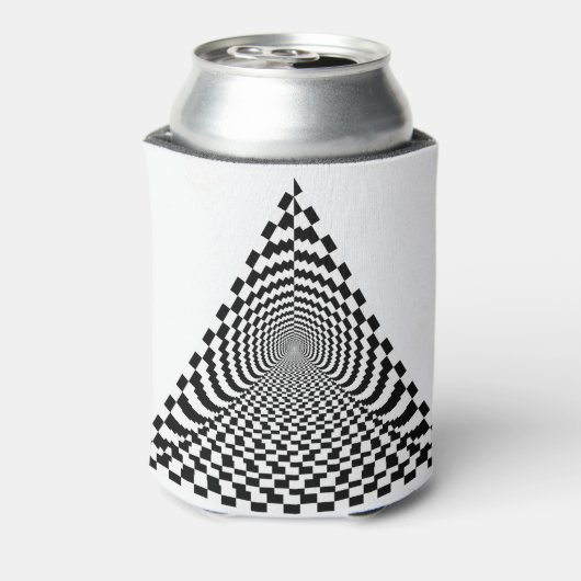 Checkerboard Pyramid Space Black en White Blikjeskoeler (Blikje Achterkant)