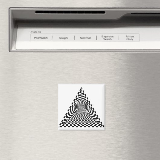 Checkerboard Pyramid Space Black en White Magneet (Insitu (Vaatwasser))
