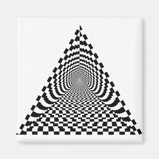 Checkerboard Pyramid Space Black en White Magneet (Voorkant)
