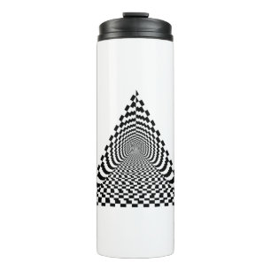 Checkerboard Pyramid Space Black en White Thermosbeker
