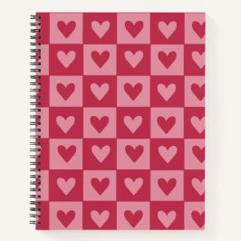 Checkerboard Red Heart Notitieboek