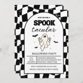 Checkerboard Retro Spooktacular Halloween Kaart (Voorkant / Achterkant)