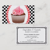 Checkerboard Roze Cupcake Bakery Visitekaartje (Voorkant / Achterkant)