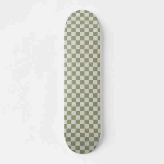 Checkerboard Sage Green Checkered Squares Check Skateboard (Voorkant)