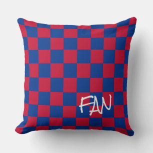 Checkerboard Sport FAN Blauw Rood Team School Fun Kussen