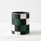 Checkerboard White Black Green Gecontroleerd Mok (Midden)