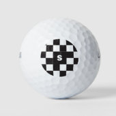 Checkerboard Zwart-Wit Aangepast Initiaal Golfballen (Voorkant)