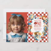 Checkered Alice in ONEDERLAND 1st Birthday Photo Kaart (Voorkant)