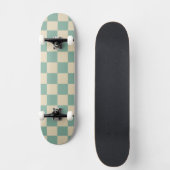Checkered Aqua Retro Skateboard (Voorkant)