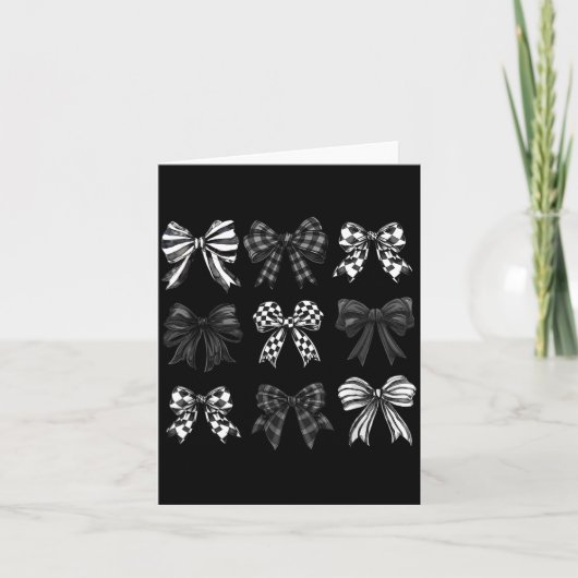 Checkered Bow Coquette Funny Gift Tee Women, Men  Kaart (Voorkant)