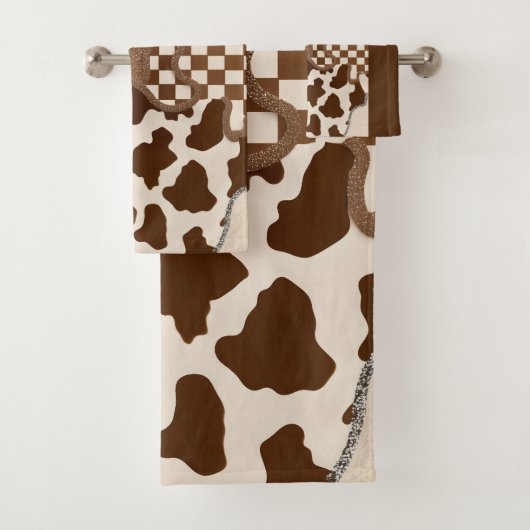 Checkered Brown Wavy Mocha Aesthetic Cow Print Cut (En situation)
