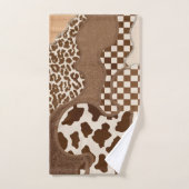 Checkered Brown Wavy Mocha Aesthetic Cow Print Cut (Serviette à main)